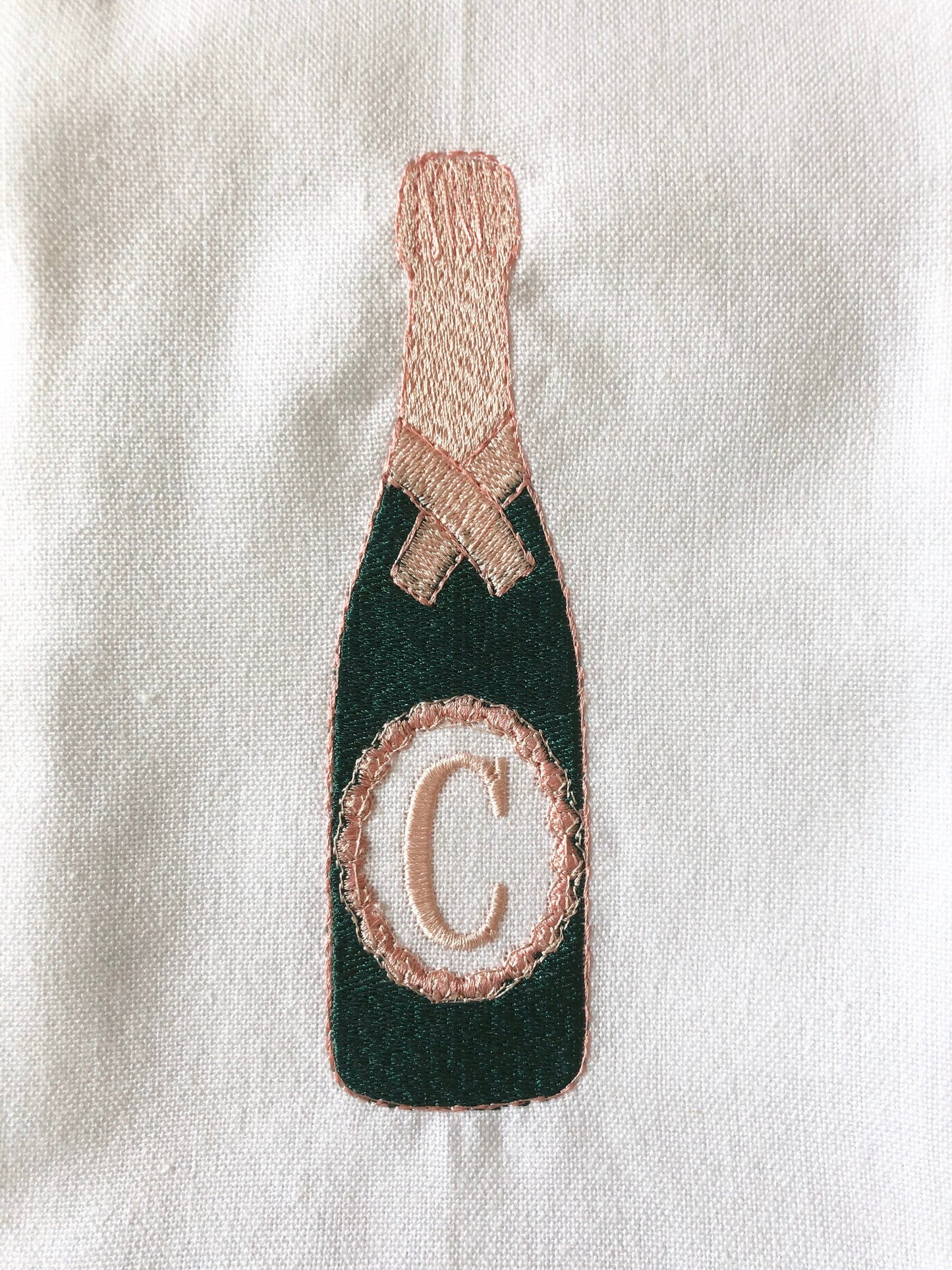 Monogrammed Champagne Tea Towel