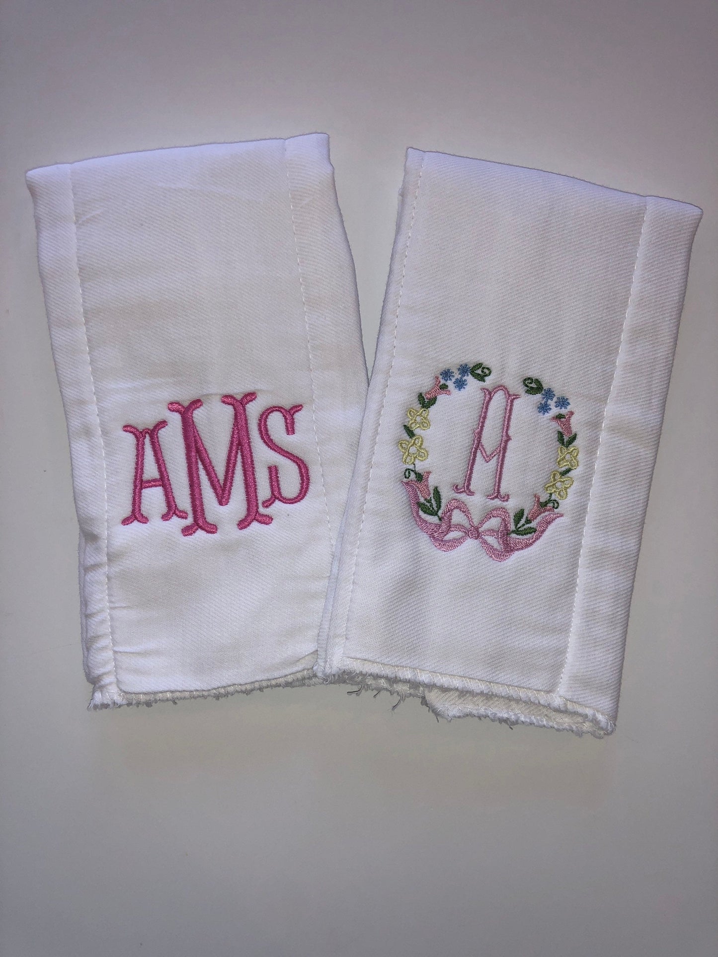Monogrammed burp cloths, Personalized burp cloths