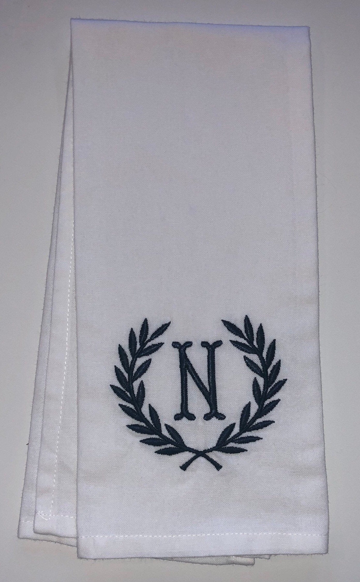 Monogrammed Laurel Tea Towel, Personalized Dish Towel