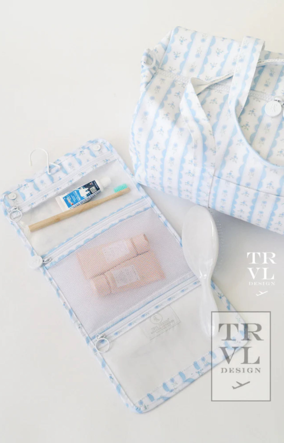 Mini Rollup Hanging Bag - Blue Ribbon Floral