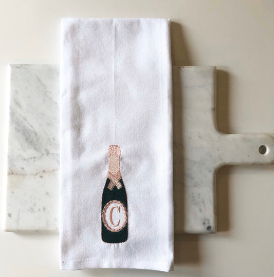 Monogrammed Champagne Tea Towel