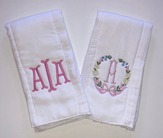Monogrammed burp cloths, Personalized burp cloths