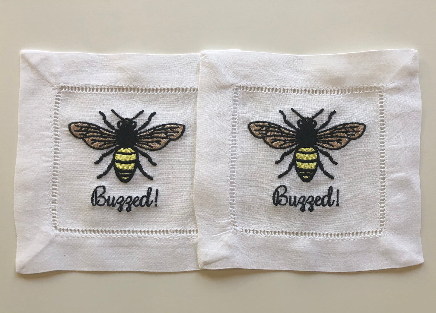 Buzzed Cocktail Napkins, Embroidered Cocktail Napkins