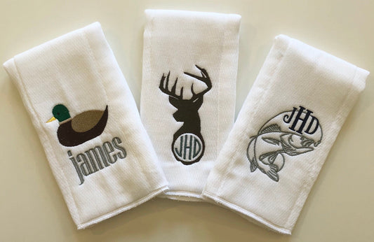 Monogrammed Burp Cloths, Hunting Burp Cloths, Initial Burp Cloths