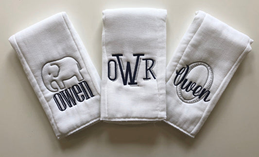 Monogrammed burp cloths, Embroidered burp cloths, Personalized burp cloths