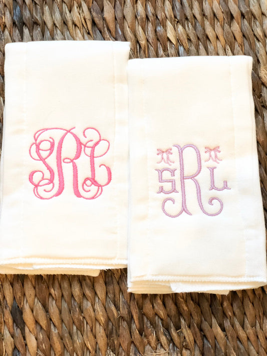 Monogrammed burp cloth, Monogrammed girls burp cloth, Initial burp cloth, Personalized burp cloth