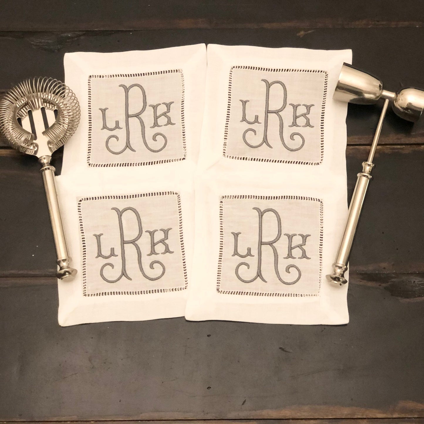 Monogrammed Cocktail Napkins, Personalized Cocktail Napkins, Embroidered Cocktail Napkins