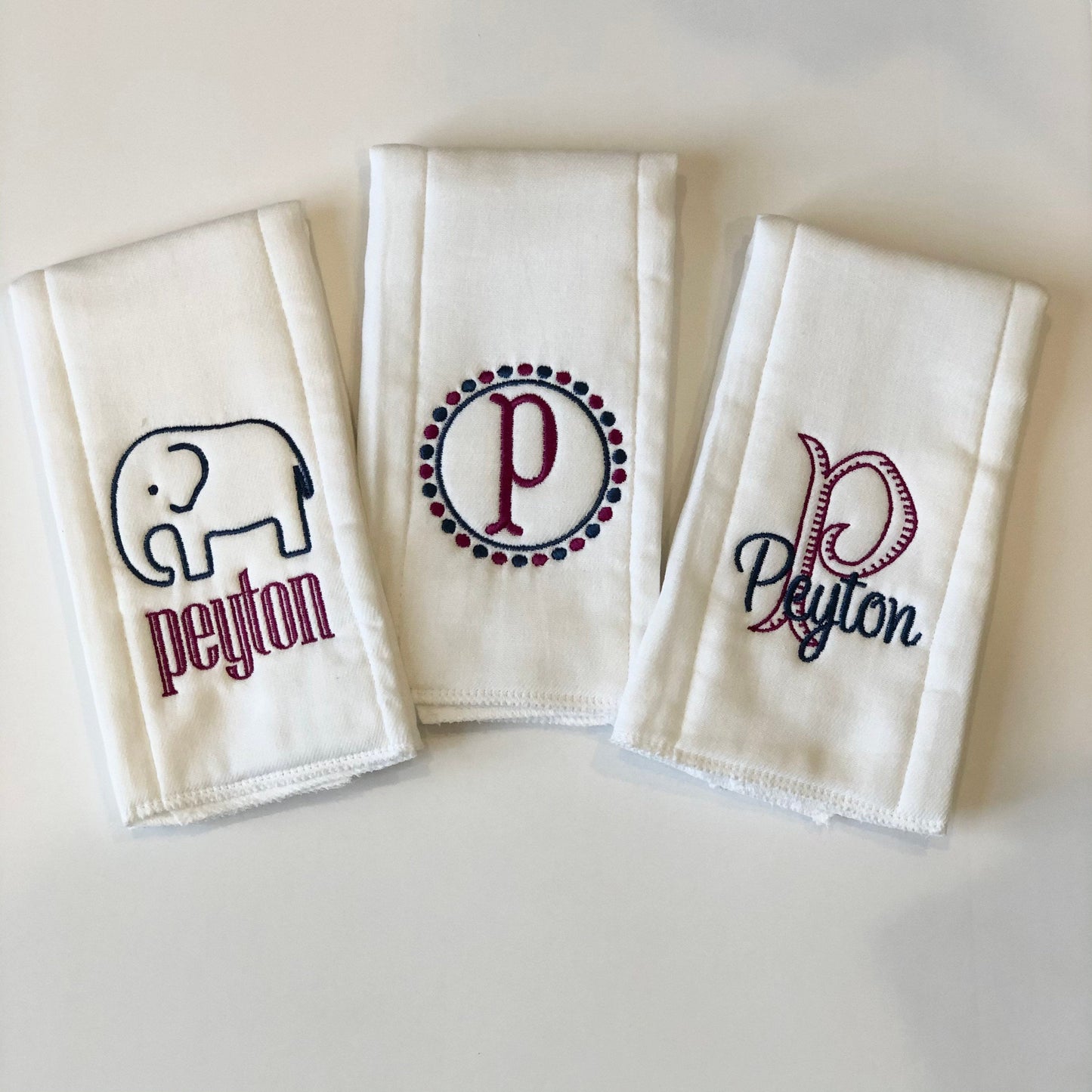 Monogrammed Burp Cloths